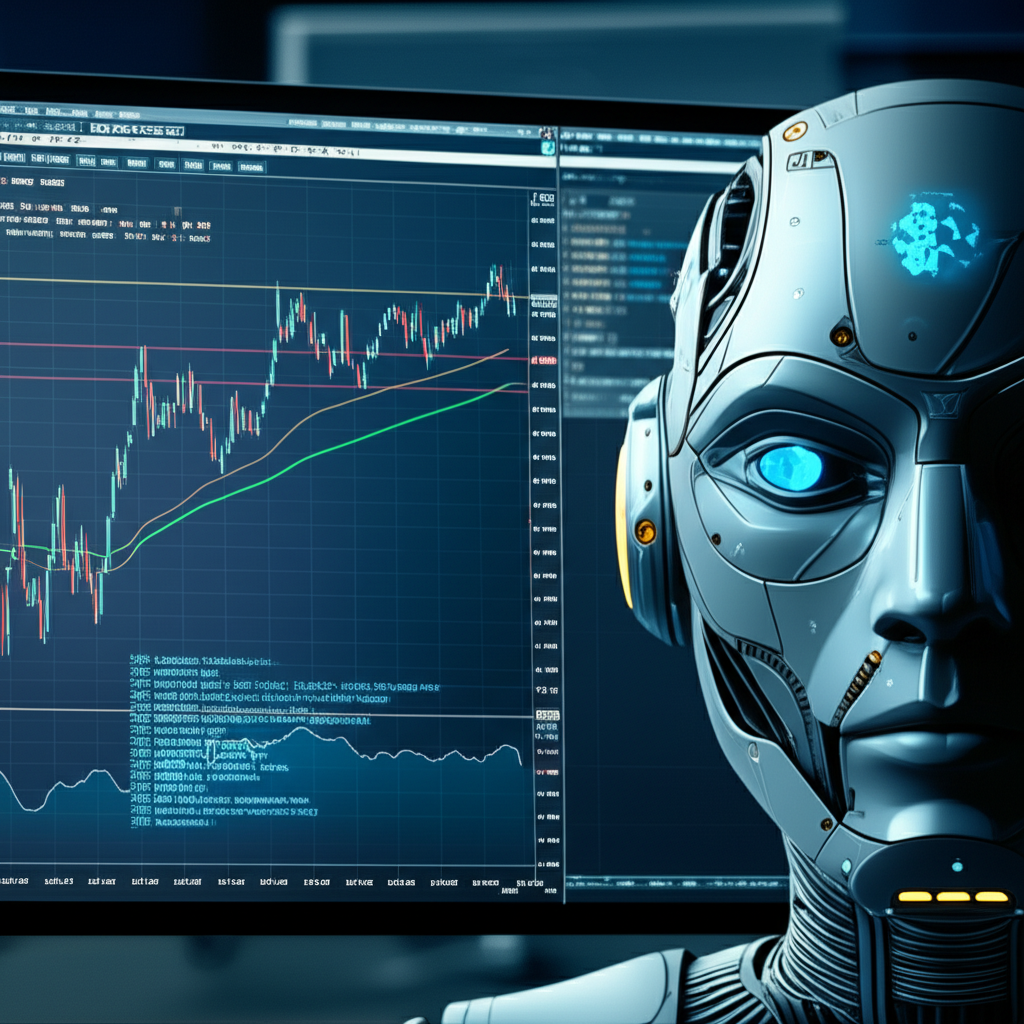 Ilustração de um robô de trading em MQL5 aplicando stop loss dinâmico baseado no indicador ATR dentro da plataforma MetaTrader 5.